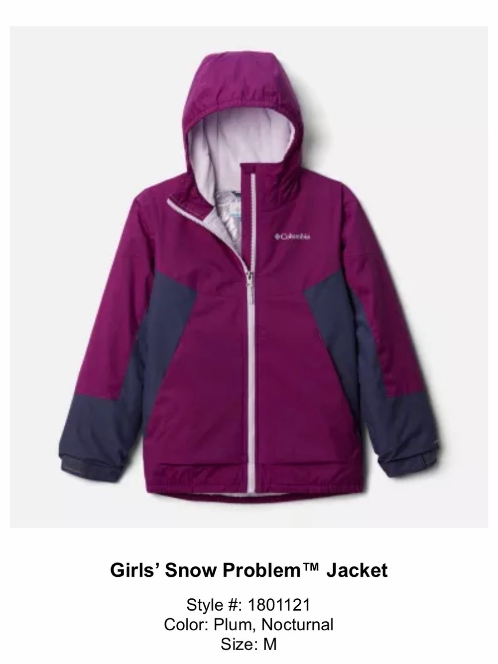 Girls Columbia Snow Problem Jacket - Medium